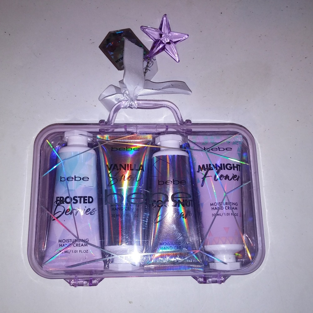 bebe Gift Set 4 Piece Purple Moisturizing Hand Cream Berries Vanilla Coconut New